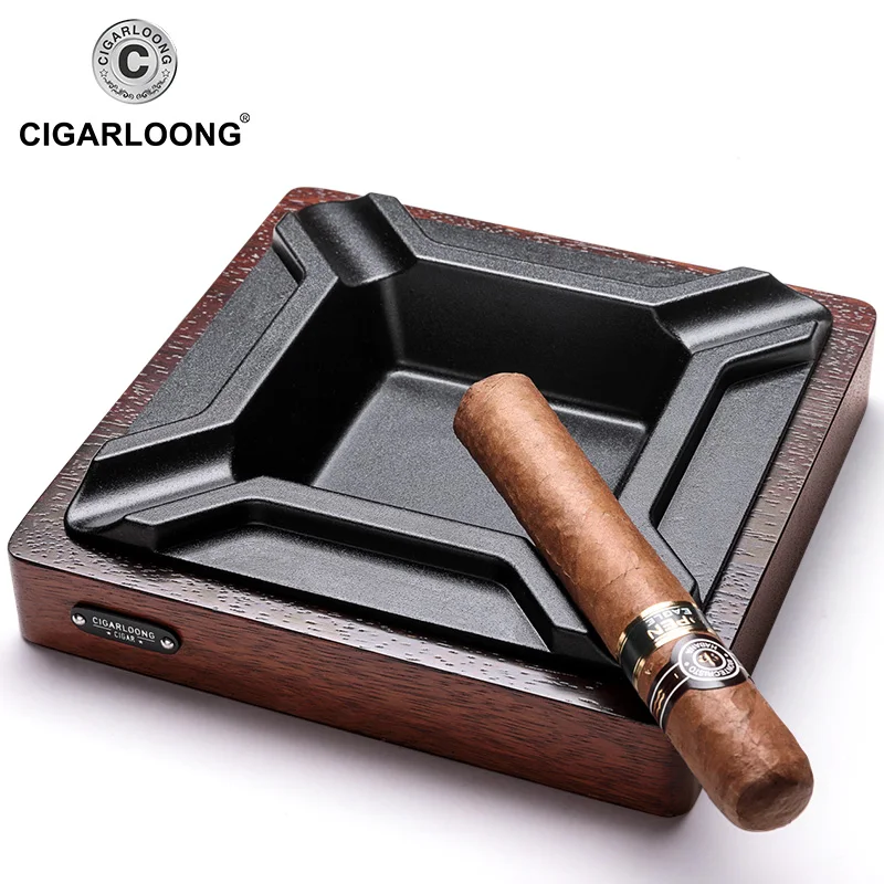 CIGARLOONG Cigar Ashtray Genuine Home Living Room Cool Quality Cigar Cylinder 4 slot Creative Wood Material Smoke Extinguisher