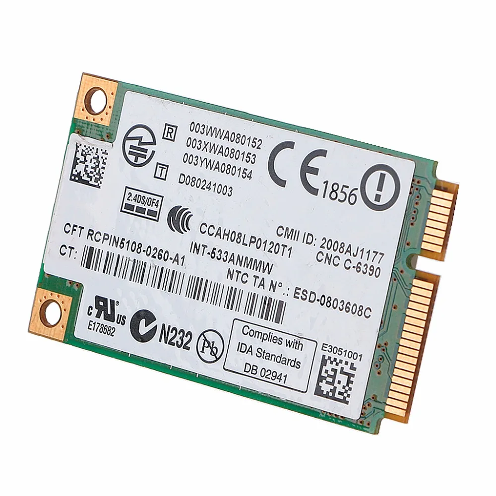

2.4 GHz & 5.0 GHz 5300 533AN_MMW Wireless WLAN WiFi Mini PCIe Card 802.11n+ 450Mbps Device Module WiFi Link Card Drop Shipping