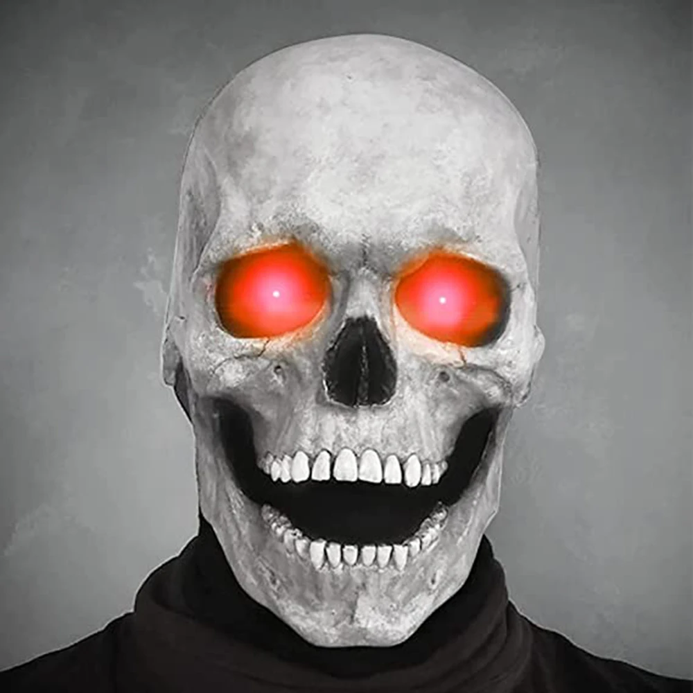 Mascarilla de cabeza completa con mand&iacute;bula m&oacute;vil para Halloween, m&aacute;scara de Calavera, decoraci&oacute;n de terror y Horror, Cosplay, fiesta, regalo, 2021-0