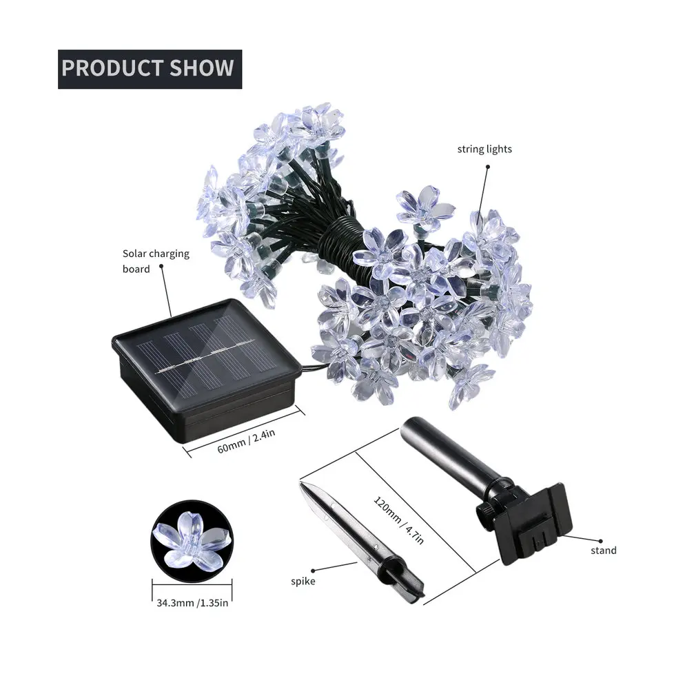 

ICOCO Outdoor Solar String Lights Fairy Blossom Flower 20 feet 50 LED String Lighting for Christmas Party Home Patio