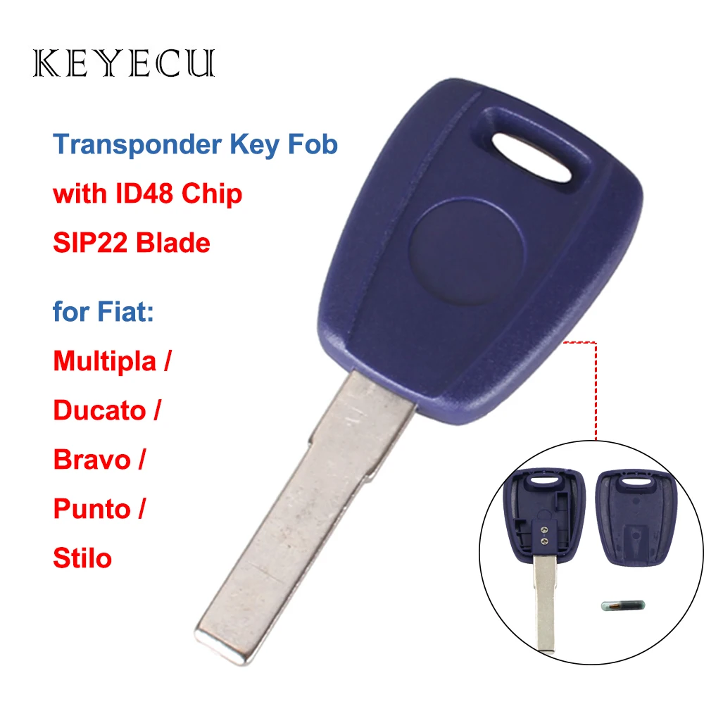 

Keyecu Replacement Transponder Key Fob With ID48 Chip SIP22 Uncut Blade Fit For Fiat Multipla Ducato Bravo Punto Stilo