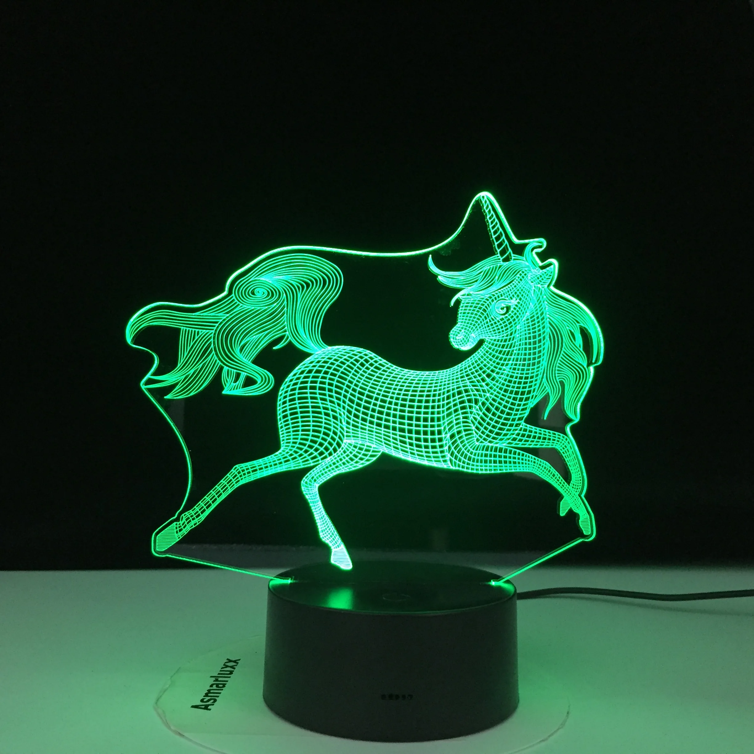 Новый дизайн Единорог 3D светодиодный светильник вечевечерние мультфильм лампа 7