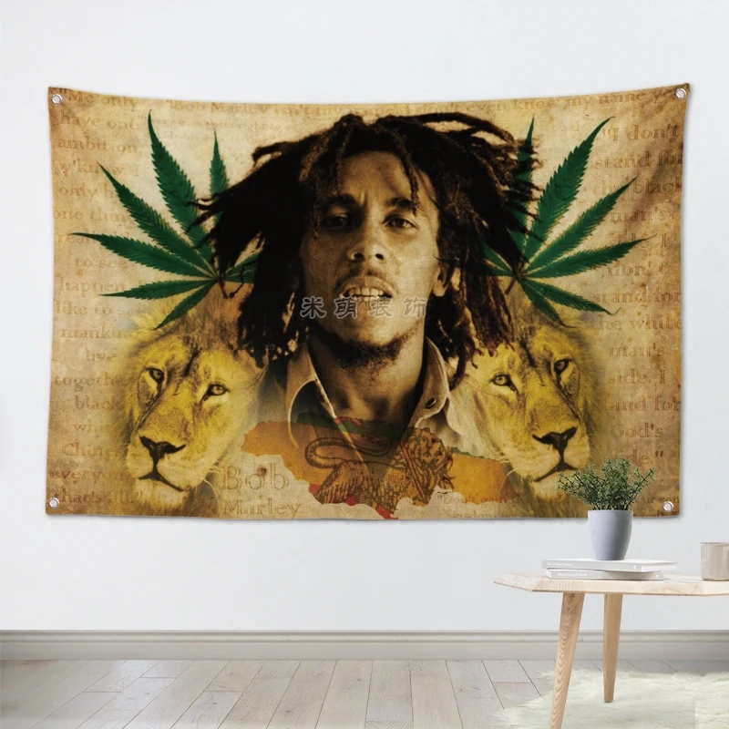 

BOB MARLEY Vintage Rock and Roll Wall Art Pop Band Team Posters Flag Banner Popular Music Theme Painting Tapestry Home Decor