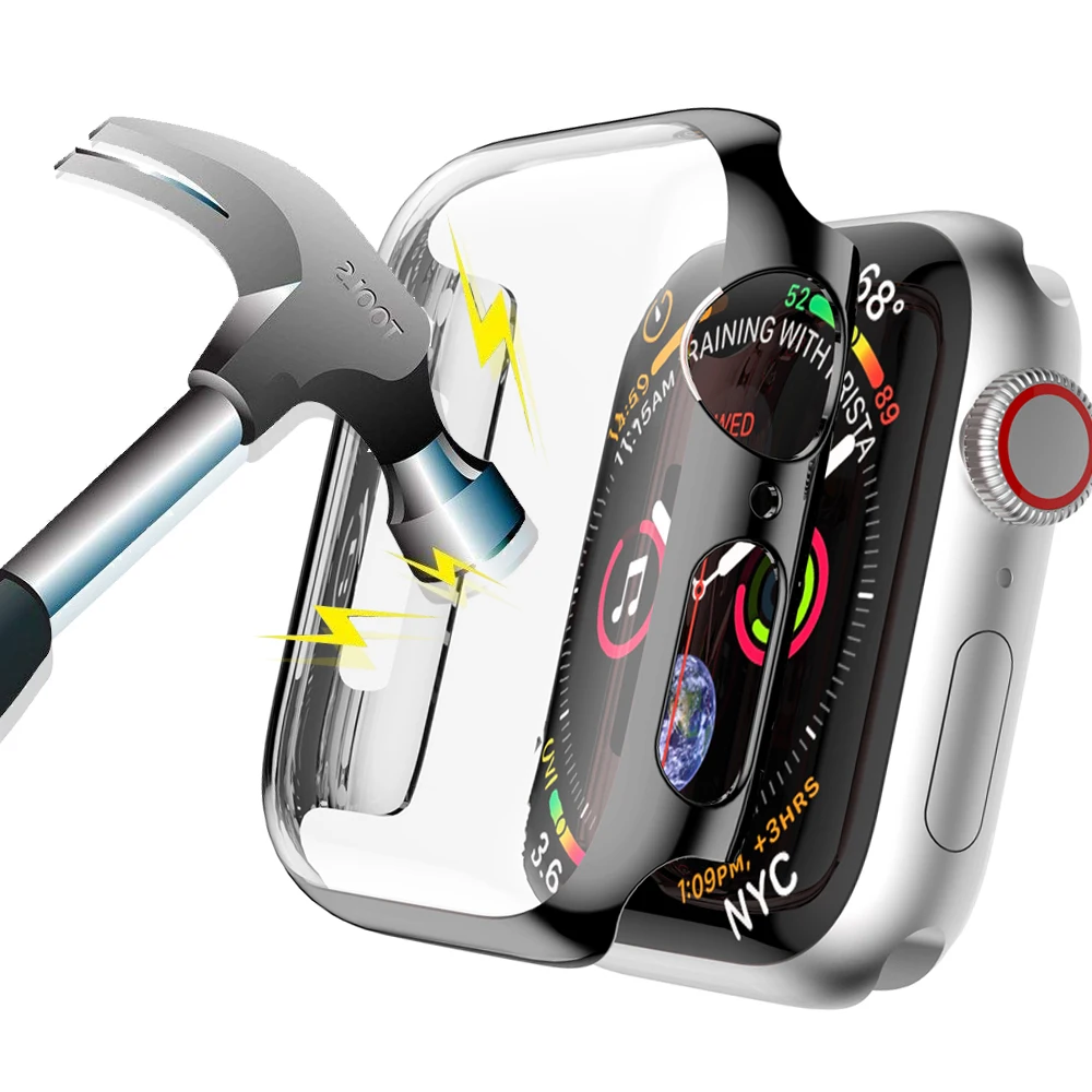 Защитный чехол для Apple Watch 4 3 iwatch band 42 мм 38 44 40 бампер Защита экрана PC покрытие
