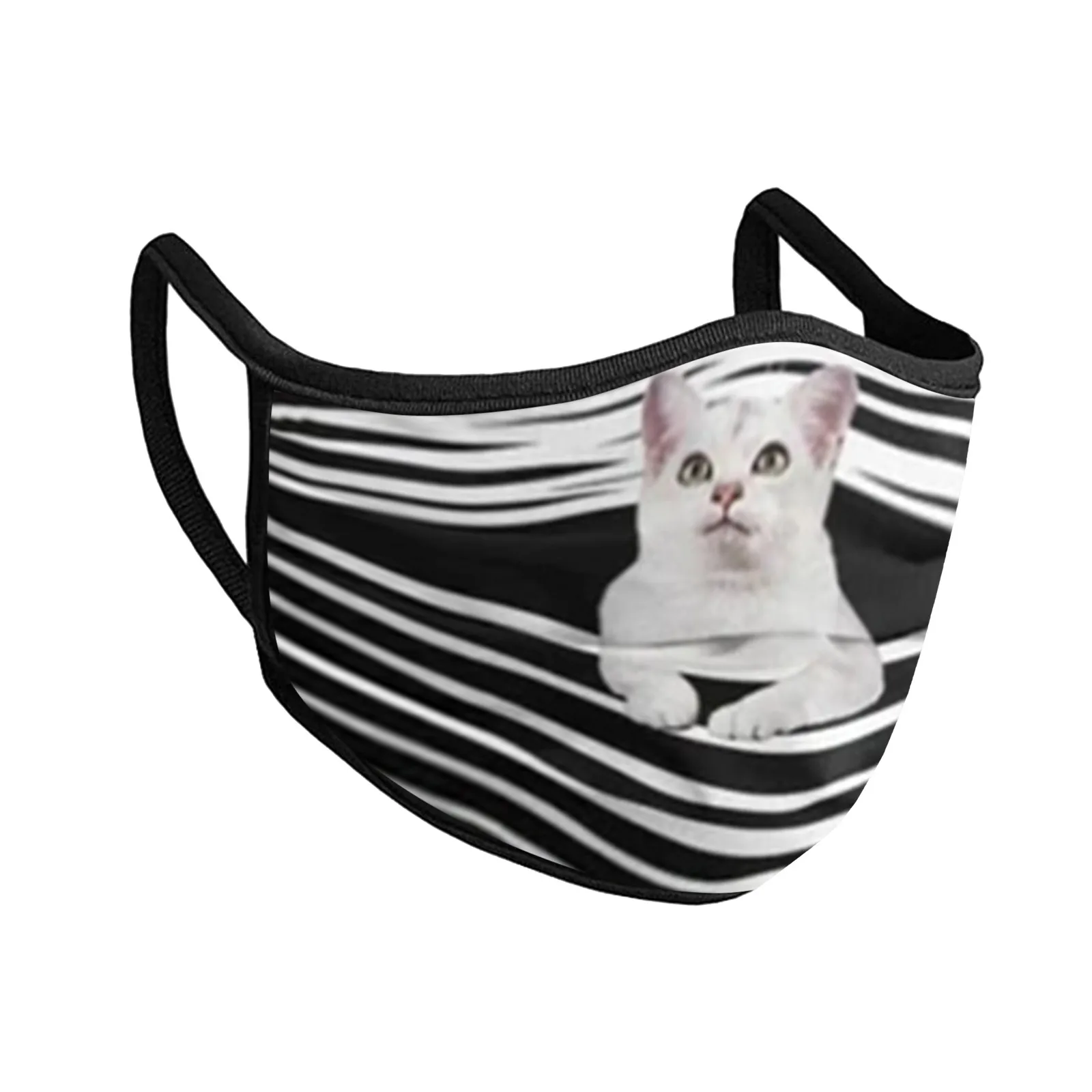 

10pcs Adult Cat Dog Print Mouth Mask Black Cotton Washable Mask Dust Reusable Mascarillas Pollution Face Masks Protect Masque