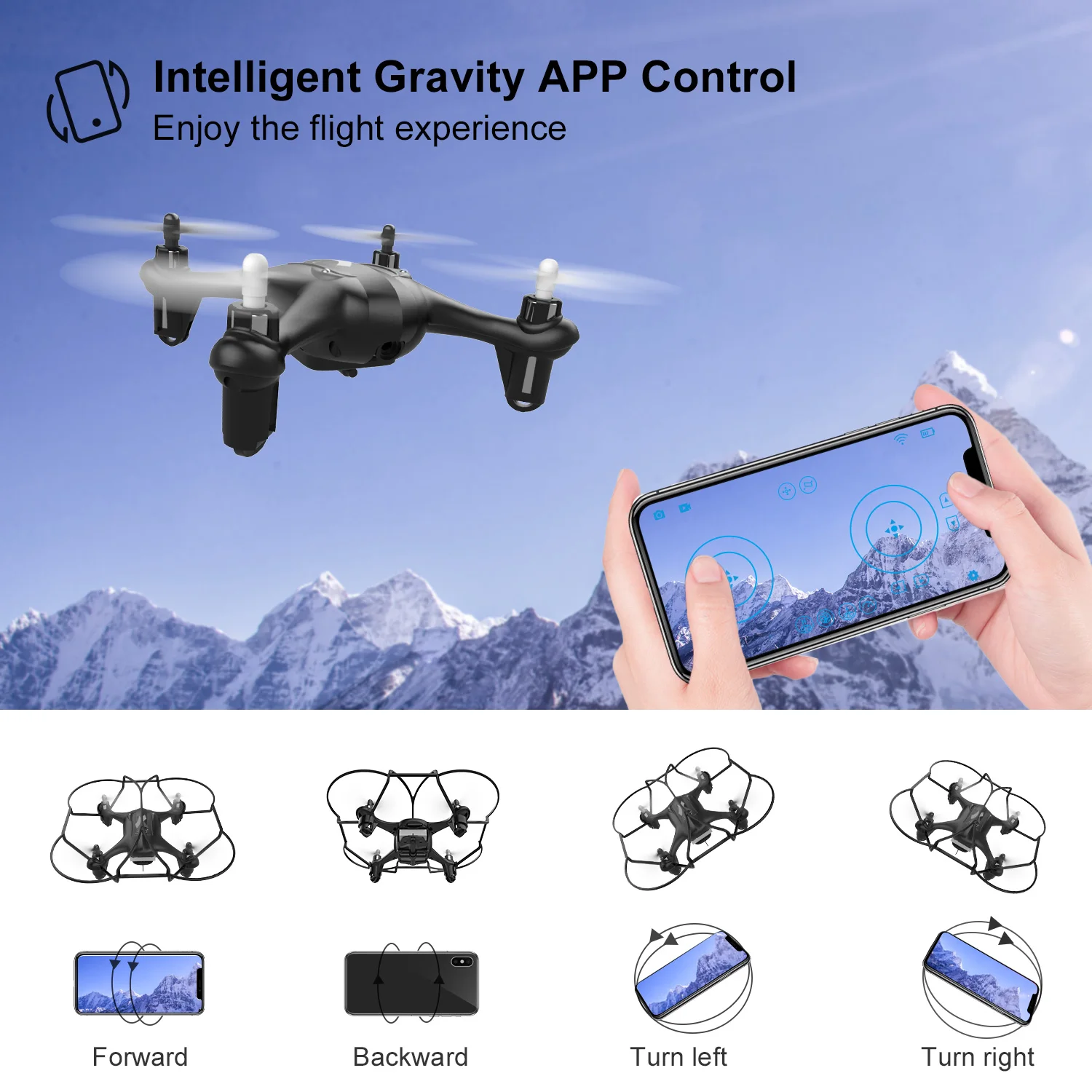 Черный Радиоуправляемый Дрон Apex с HD камерой 720P FPV WIFI мини Headlesss режим удержания