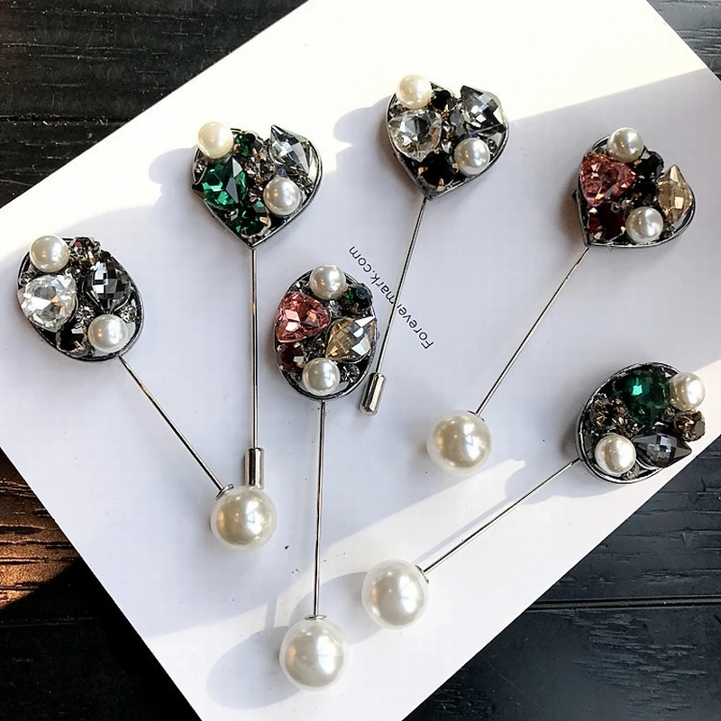 Женская длинная брошь ручной работы в стиле ретро стразы с искусственным