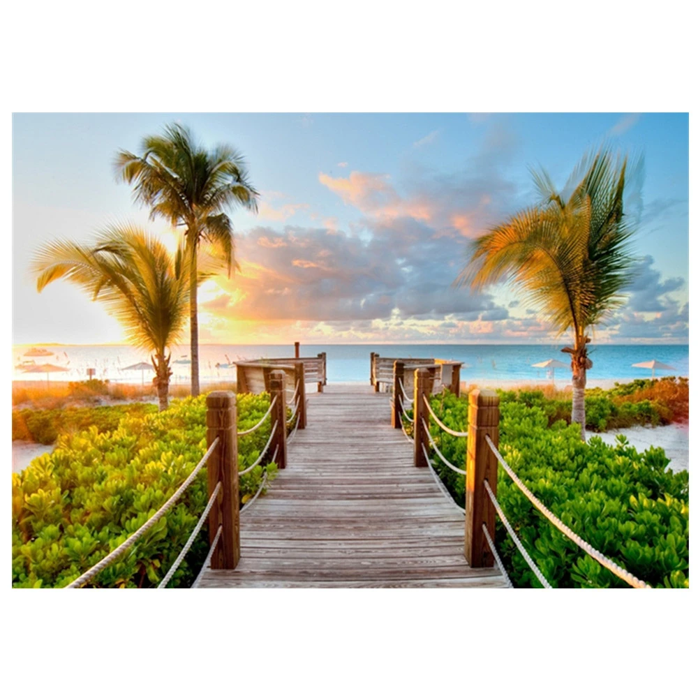 

KAMY YI DIY 5D Square Diamond Embroidery Sunset Handmade Round Inlaid Rhinestone Cross Stitch Landscape Home Decoration