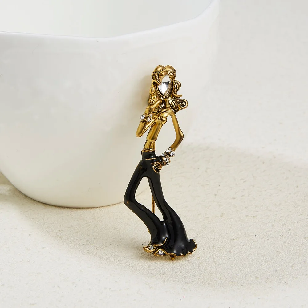 Мода Rhinestone танцы мальчик и девочка чертежное масло фигурка персонажа брошка заколка для женщин Девушка эмаль платье маленькое платье аксессуары