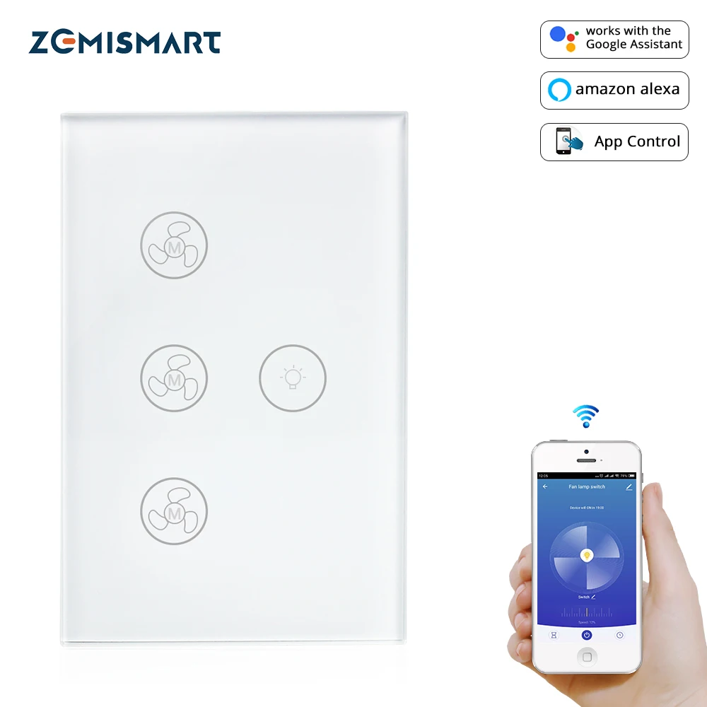 Умный Wi-Fi переключатель для вентилятор светильник, совместимый с Alexa Google Home Smart Life App управление