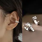 Женские металлические серьги-клипсы, серебристые небольшие серьги-клипсы в форме сердца, корейский стиль, 2021