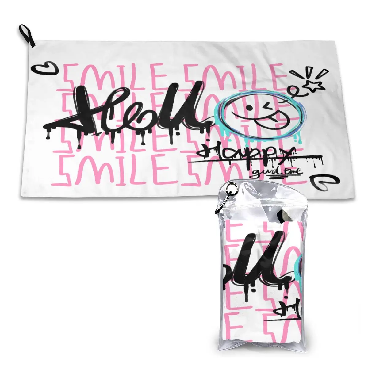 

40x80 cm dark smiling face microfiber travel sports quick-drying absorbent soft and lightweight towel