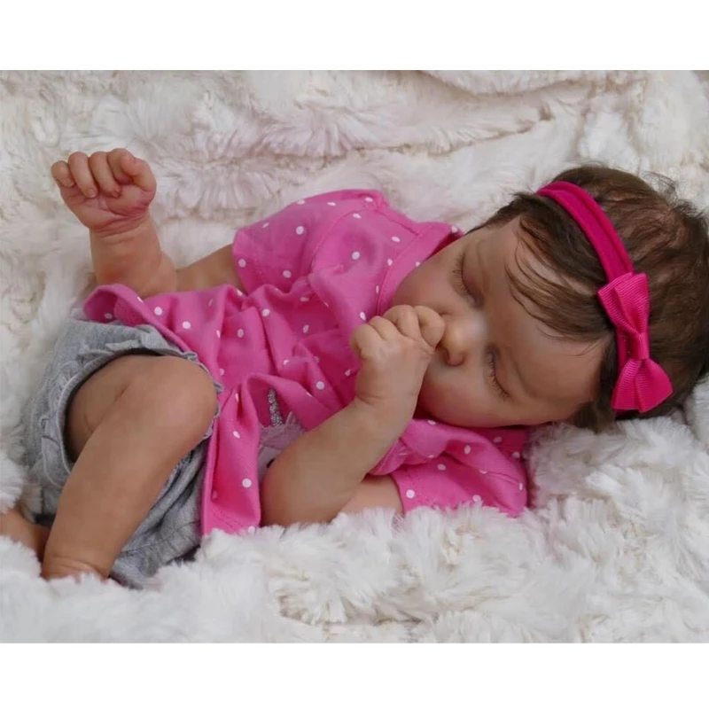 

18in Realistic Doll Closed Eyes Sleeping Girl Soft Vinyl Silicone Baby Cute Newborn Boy Toy Gift for Children Kids