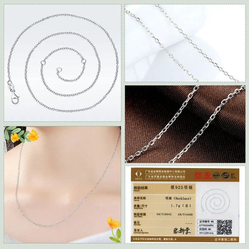 BAMOER розовое золото серебро 925 пробы ожерелье цепочка карабин простая модное