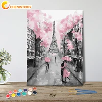 chenistory picture by number paris iron tower landscape drawing on canvas handpainted art gift diy paint by number kit home deco