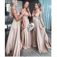 2021 new summer boho bridesmaid dresses pleated deep v neck floor length beach wedding guest party gowns long dress custom made