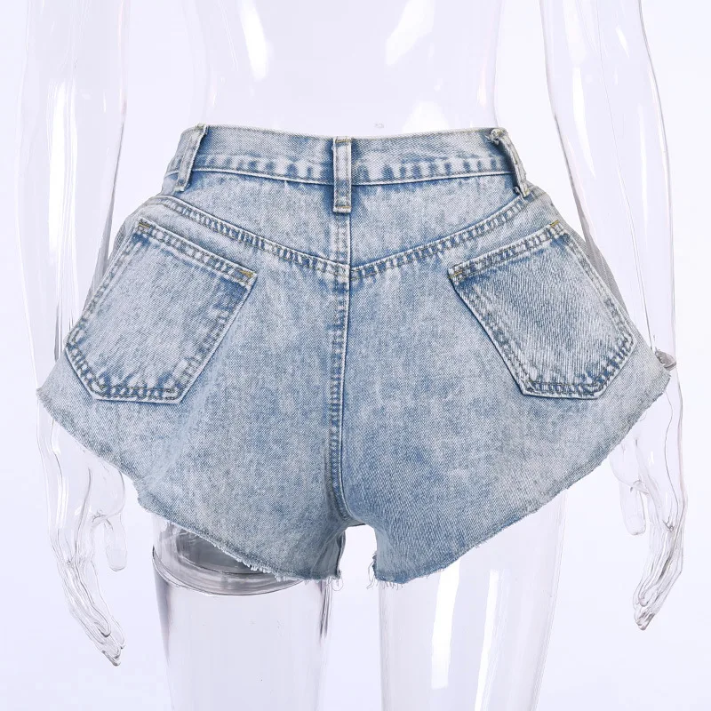Женские джинсовые мини-шорты асимметричные Мини-шорты с высокой талией