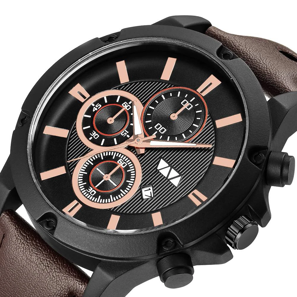 

VAVA VOOM мужские часы кожаный ремешок кварцевые мужские часы модные спортивные Роскошные Дата дисплей водонепроницаемые часы для мужчин часы ...