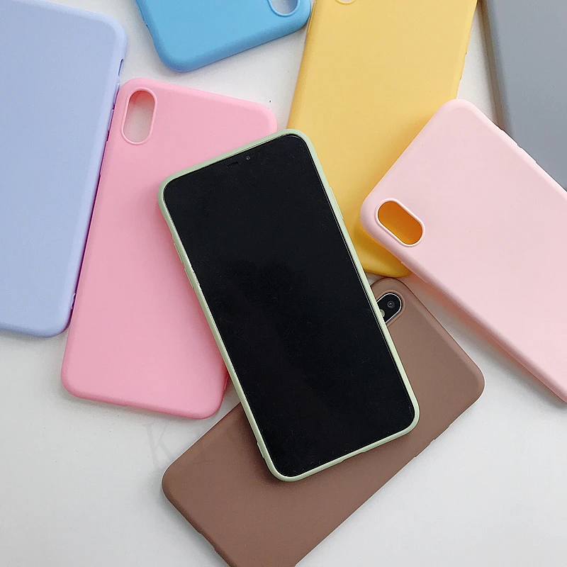 Чехол для iphone XR X XS Max 6 6S 7 8 Plus 11 11pro силиконовый однотонный | Мобильные телефоны и