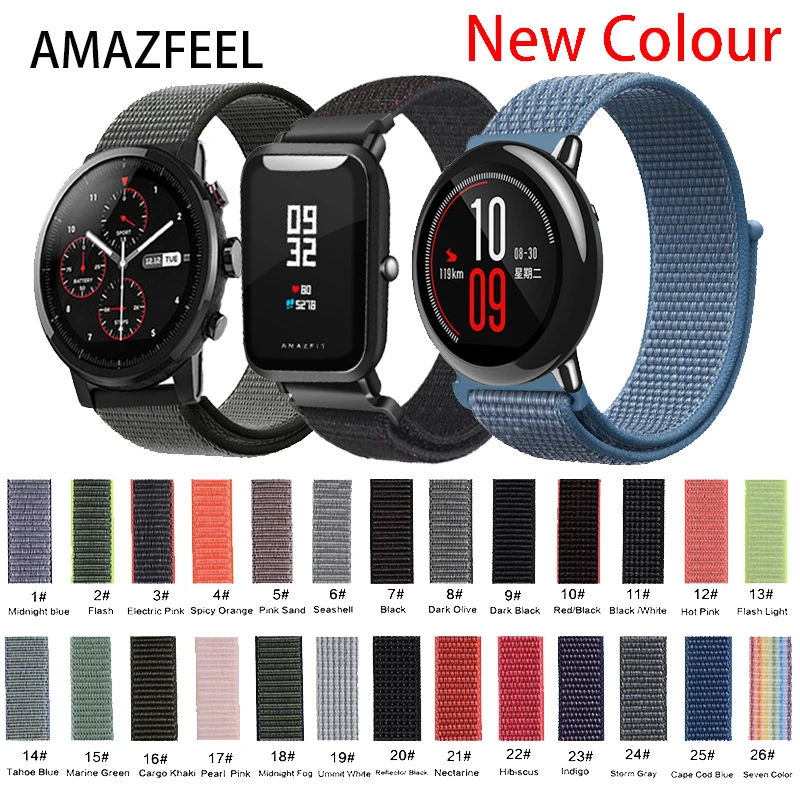 Нейлоновый Плетеный ремешок для Xiaomi Huami Amazfit Bip BIT Lite Youth Smart Watch 20