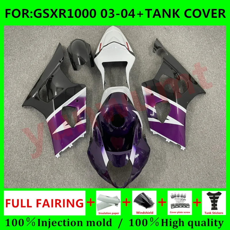 

NEW ABS Motorcycle Injection mold Fairing kits fit for Suzuki K3 K4 GSXR1000 03 04 GSXR 1000 2003 2004 fairings set purple white