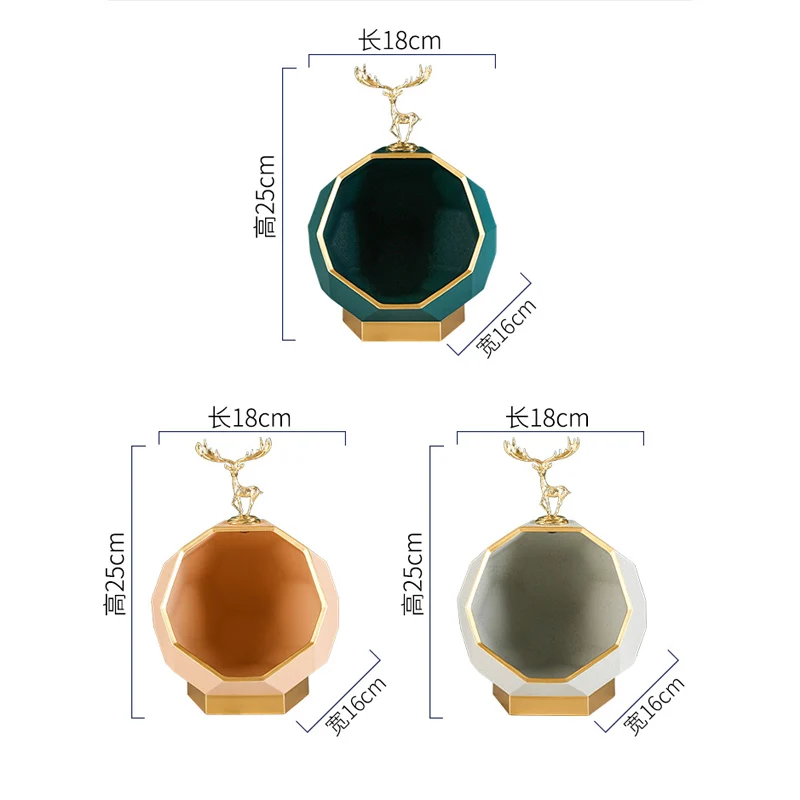 

Light Luxury Geometric Storage Ornaments Cute Golden Elk Candy Tray Snack Box Nordic Living Room Home Decoration Accessories