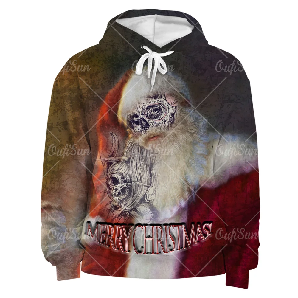 

Spring And Autumn Dark Scary Santa 3D Print Casual Long Sleeve Hooded Pullover Hip Hop Personality Loose Oversized Hoodie Tops