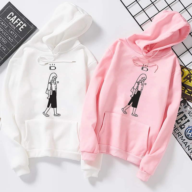 2019 Spring Autumn Kawaii Women Hoodies Girls Letters Print Girl Power Sweatshirts Women's Long Sleeve Hooded | Женская одежда