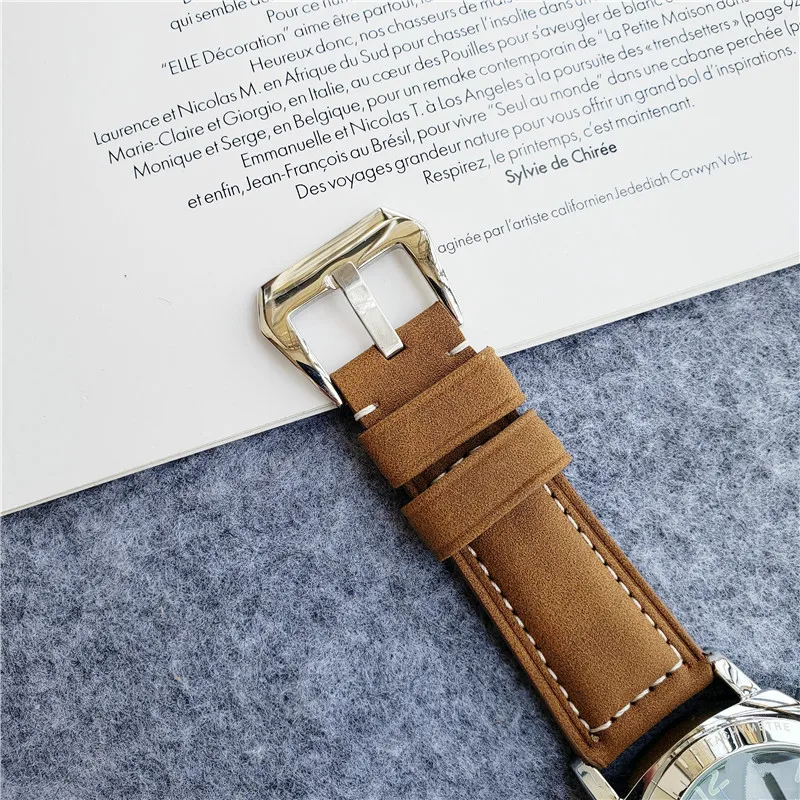 

Fashion New Large Dial Quartz Mens Watch Casual Life Waterproof Brand Luxury Watches for Men Leather Strap Chronograph with Box