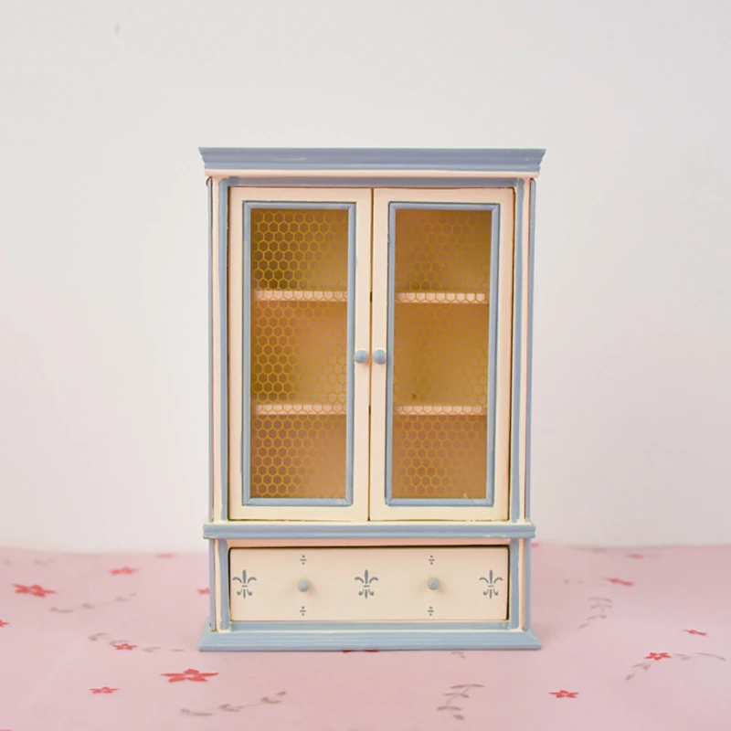 

1:12 Dollhouse Miniature Wooden Cabinet Wardrobe Dollhouse Handcrafted Bedside Table Furniture Model Decor Mini Cabinet