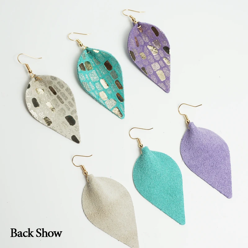 Серьги-подвески женские из натуральной кожи с листьями | Украшения и аксессуары