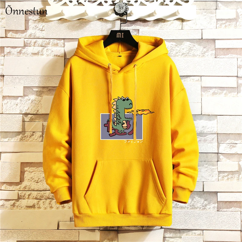 

Onnestun мужские толстовки уличная Осень Новые мужские свободные хип-хоп толстовки Harajuku милый динозавр принт толстовка с капюшоном для мужчин