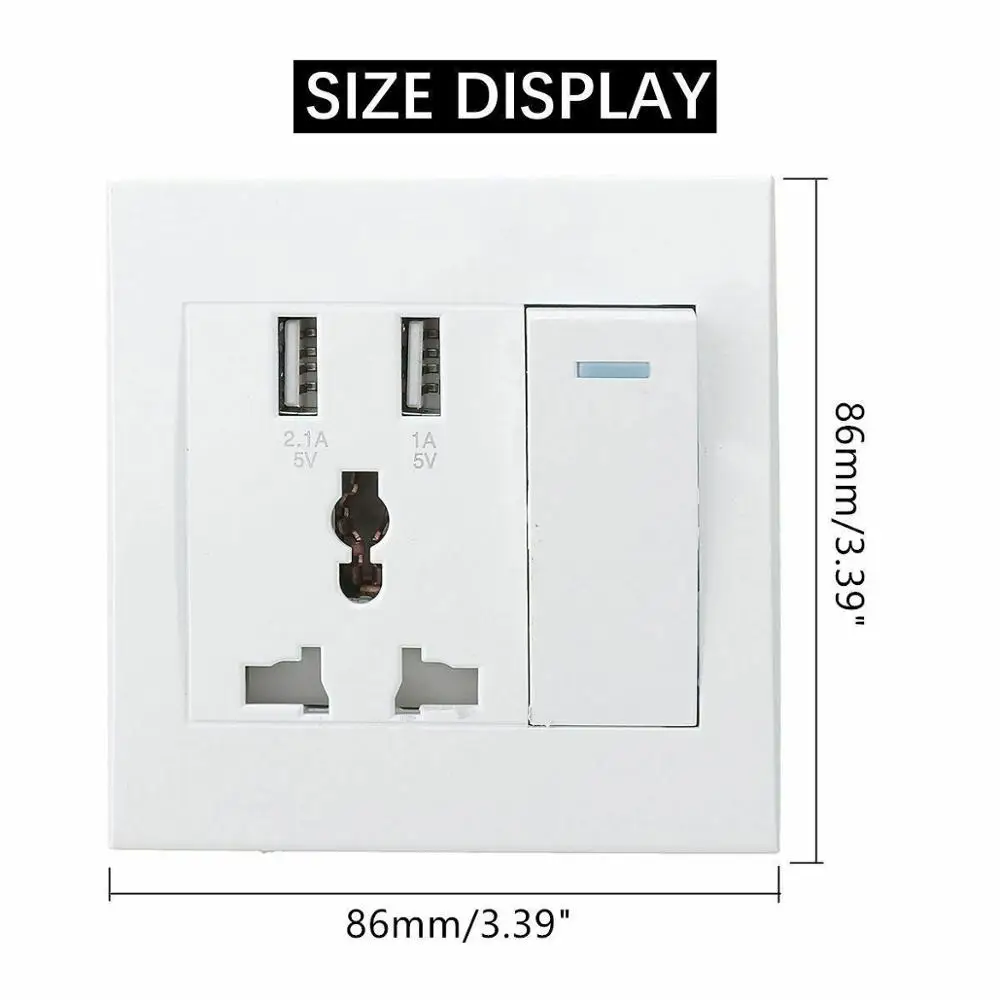 Зарядное устройство с двумя usb портами DC 5 В 2.1A адаптер AC110V 250V 10A электрическая