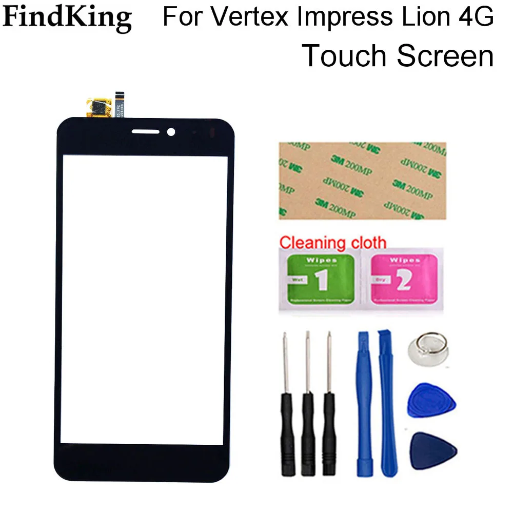 

5.0'' Mobile Touch Screen For Vertex Impress Lion 4G Touch Screen Digitizer Panel Front Glass Sensor Lens Tools 3M Glue