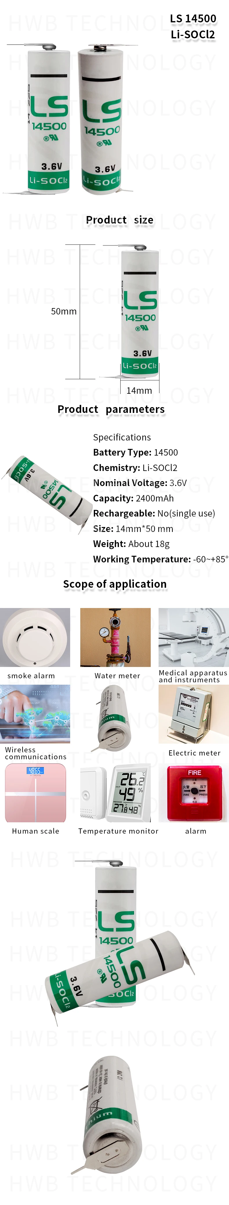2 шт./лот, новинка, для SAFT LS14500 AA ER14505M, 3,6 В, 2600 мАч, литиевая батарея, с припоями, оборудование и инструменты, батарея