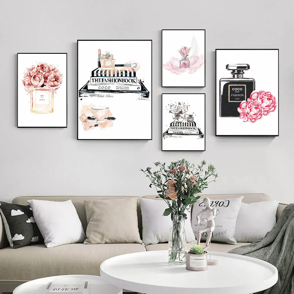 

Fashion gift painting still life art Girl Jewelry Pink POSTER CANVAS PAINTING living room corridor study home decoration mural