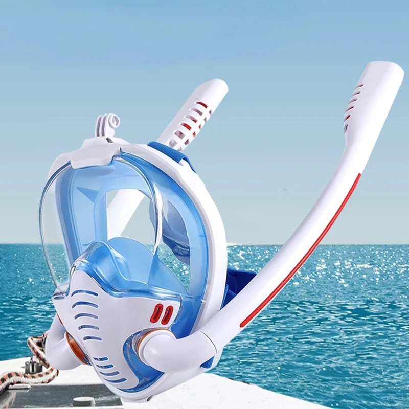 

Anti-perdite maschere subacquee per Snorkeling facciale Full face mask double tube silicone adult swimming mask diving goggles