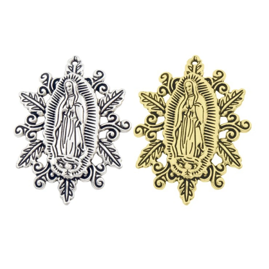 Ретро Девы Марии Святого Scapular медаль амулет бусины 50X37mm 7 шт. цинковый