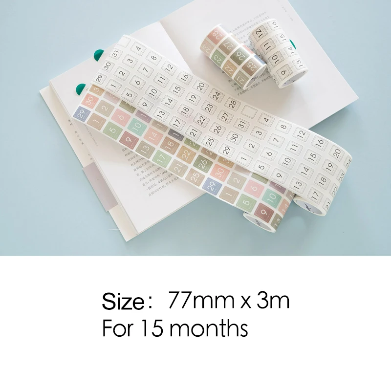 

Vintage Daily Days Stickers Masking Washi Paper Tape Planner Schedule Notebook Day Number Sticker for Full Year School Supplies
