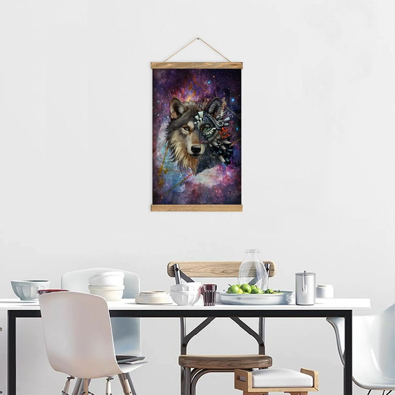 

Cute Animal Wolf Delicate Canvas Hangs A Picture With Wooden Frame for Home Decoration