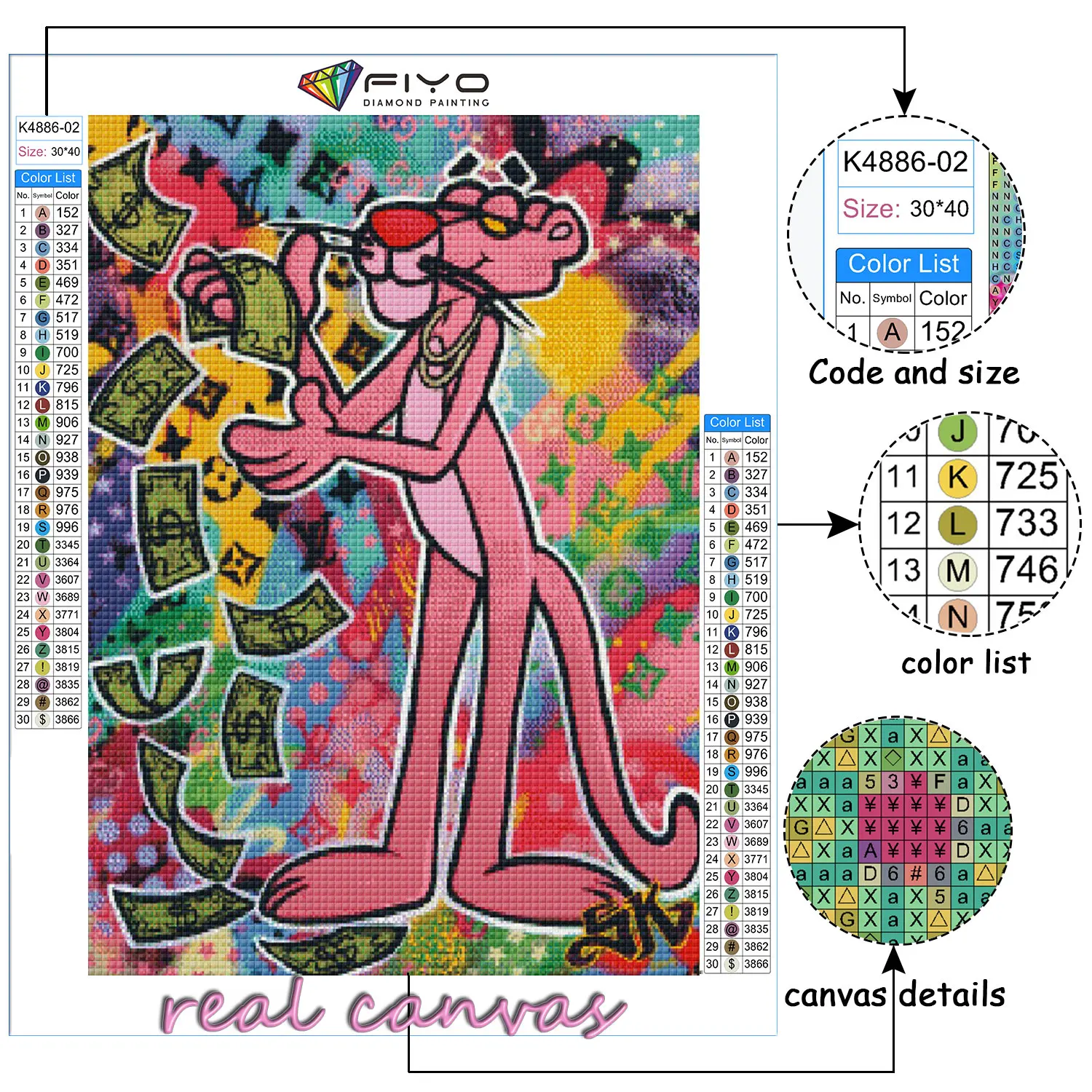 Алмазная живопись 5D сделай сам картина из аниме Розовая пантера искусство