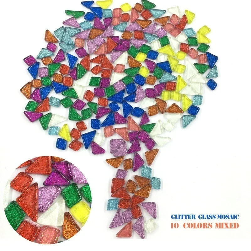 150g штук ассорти Цвет треугольник ромбовидная блестящая Стекло мозаика Плитки