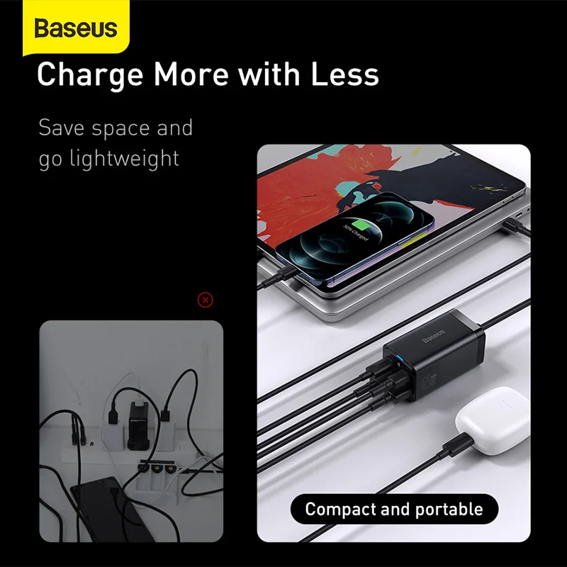 Baseus 65W GaN3 Pro USB Charger PD Fast Adaptor Desktop Quick For iPhone 12 13 11 Xiaomi Tablets Mobile Phone | Мобильные телефоны