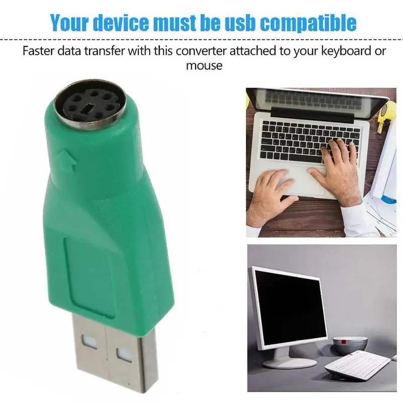 2022 New 1/2Pcs USB Female To PS2 PS/2 Male Adapter Converter Keyboard Mice Mouse Accessories Futural Digital Green Hot Selling |