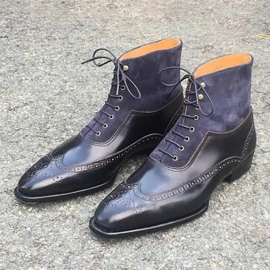

Fashion Mens Shoes Autumn New Retro Round Toe 38-48 Lace Men's Low Boots Leather Business Shoes Classic Dress Shoes Ankle Boots
