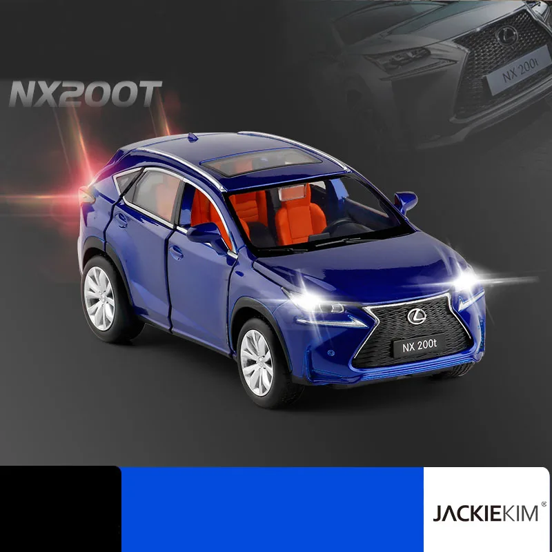 Синий 1:32 весы Lexus NX200T SUV синий белый серый с откидной спинкой Muaical мигающий для детей игрушки подарки - Цвет: Синий