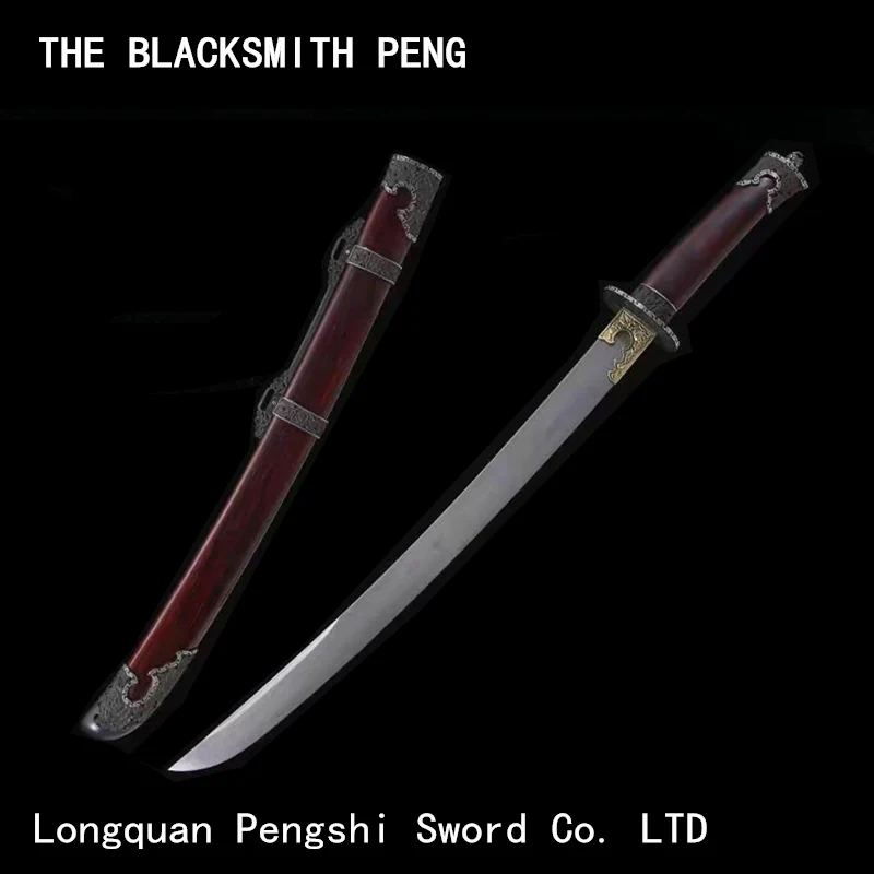 

Hand-forged pure tiantie meteorite with steel clip,red sandalwood scabbard Boutique especially valued antique Qing Dao swords