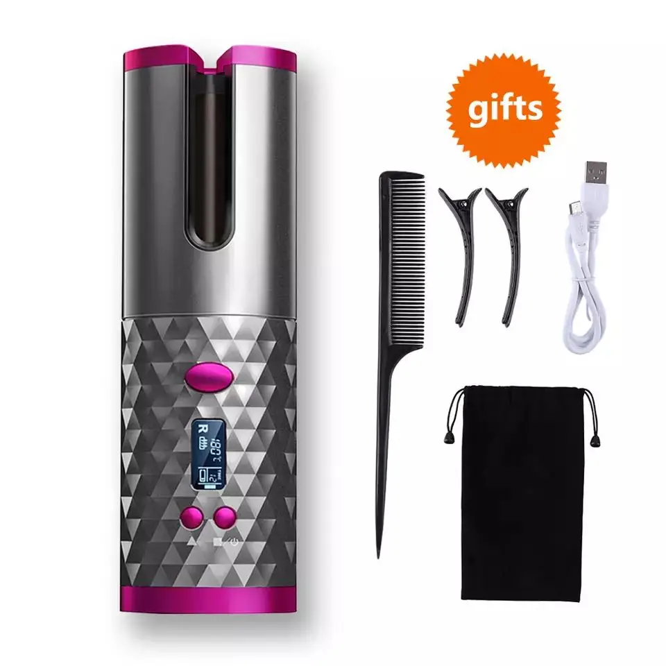 

Щипцы для завивки волос с ЖК-дисплеем, Беспроводная автоматическая керамическая плойка с зарядкой от USB