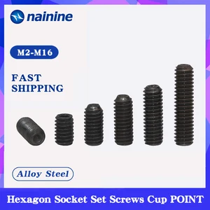 Установочный винт DIN916 M2-M12 из черной углеродистой стали, с метрической резьбой, с внутренним шестигранником, B010