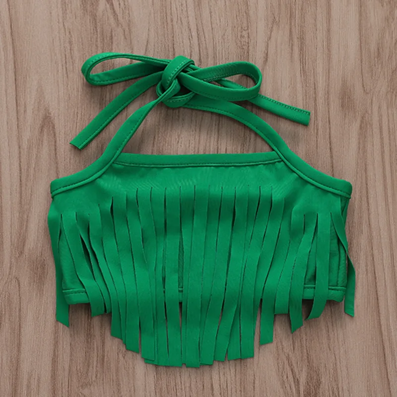 Зеленый пляжный костюм с кисточками Пляжная одежда Короткие комплекты для